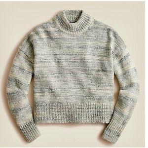 NWT J. Crew Space Dye Light Blue Green Mockneck Boxy Knit Sweater